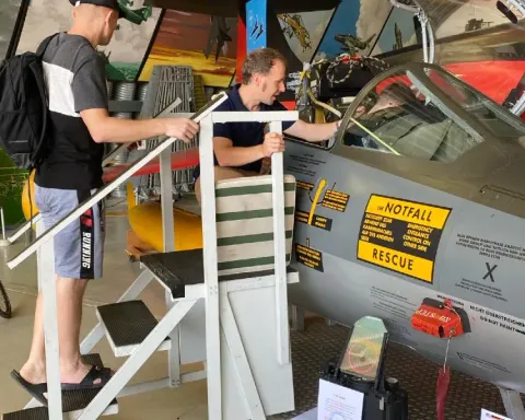 Instructor explains the Starfighter cockpit interior